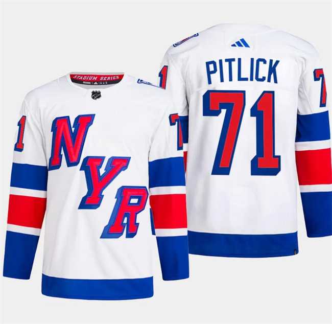 Men%27s New York Rangers #71 Tyler Pitlick White 2024 Stadium Series Stitched Jersey Dzhi